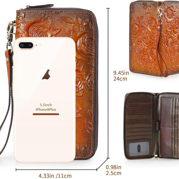 Women’s RFID Blocking Wallet Leather Large Capacity Credit Card Phone Clutch Wit - Picture 3 of 7